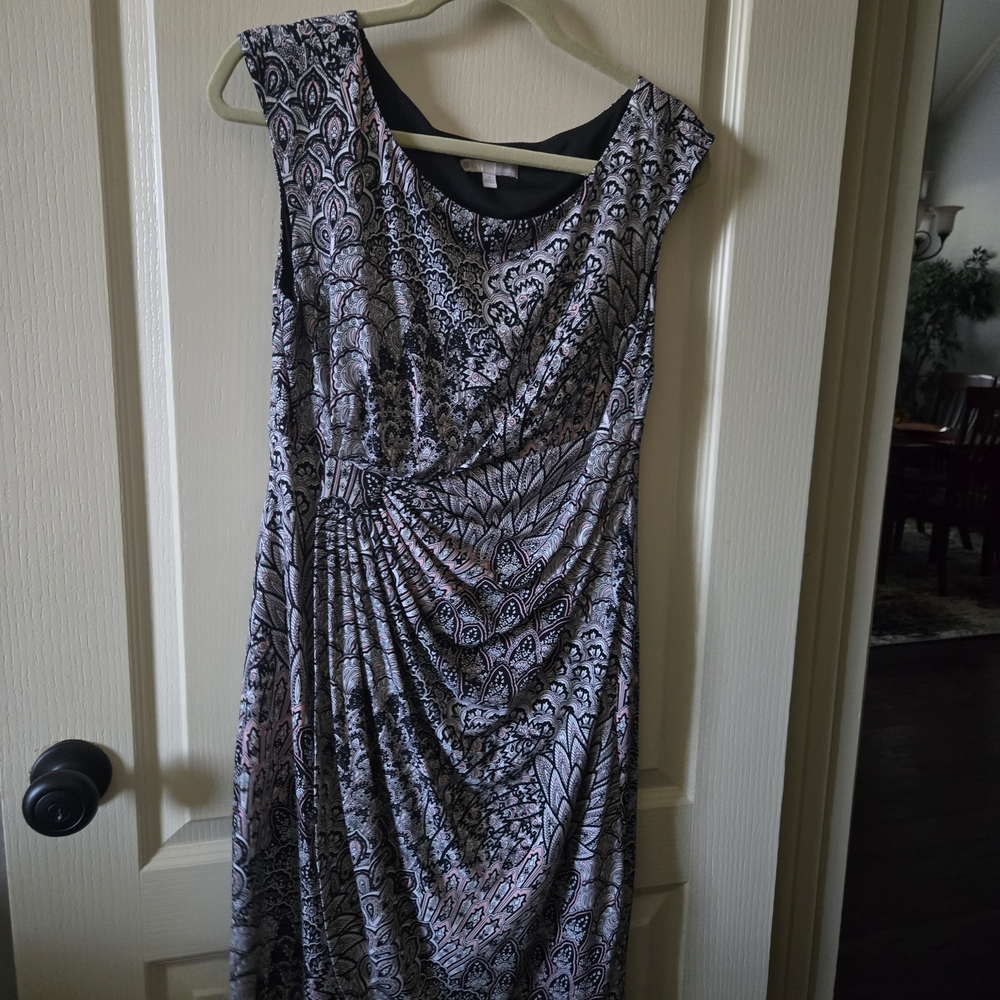 Dress Barn Black and Gray Midi Dress